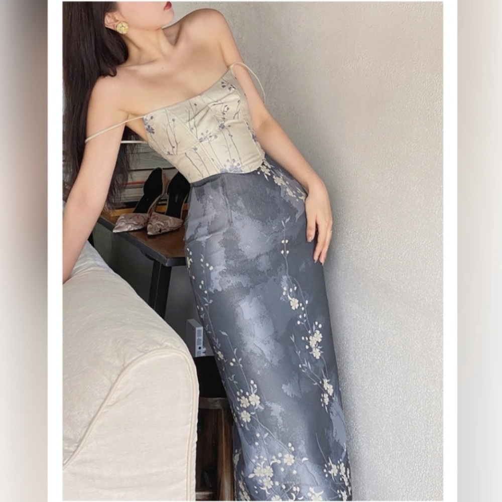 Xioli corset Floral Gray and Cream Dress size XS - Picture 2 of 14